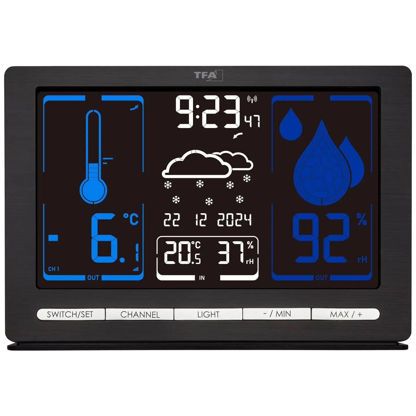 B-Ware Tfa Dostmann Funk Wetterstation Wetteranzeige Meteochrome Funkuhr Schwarz