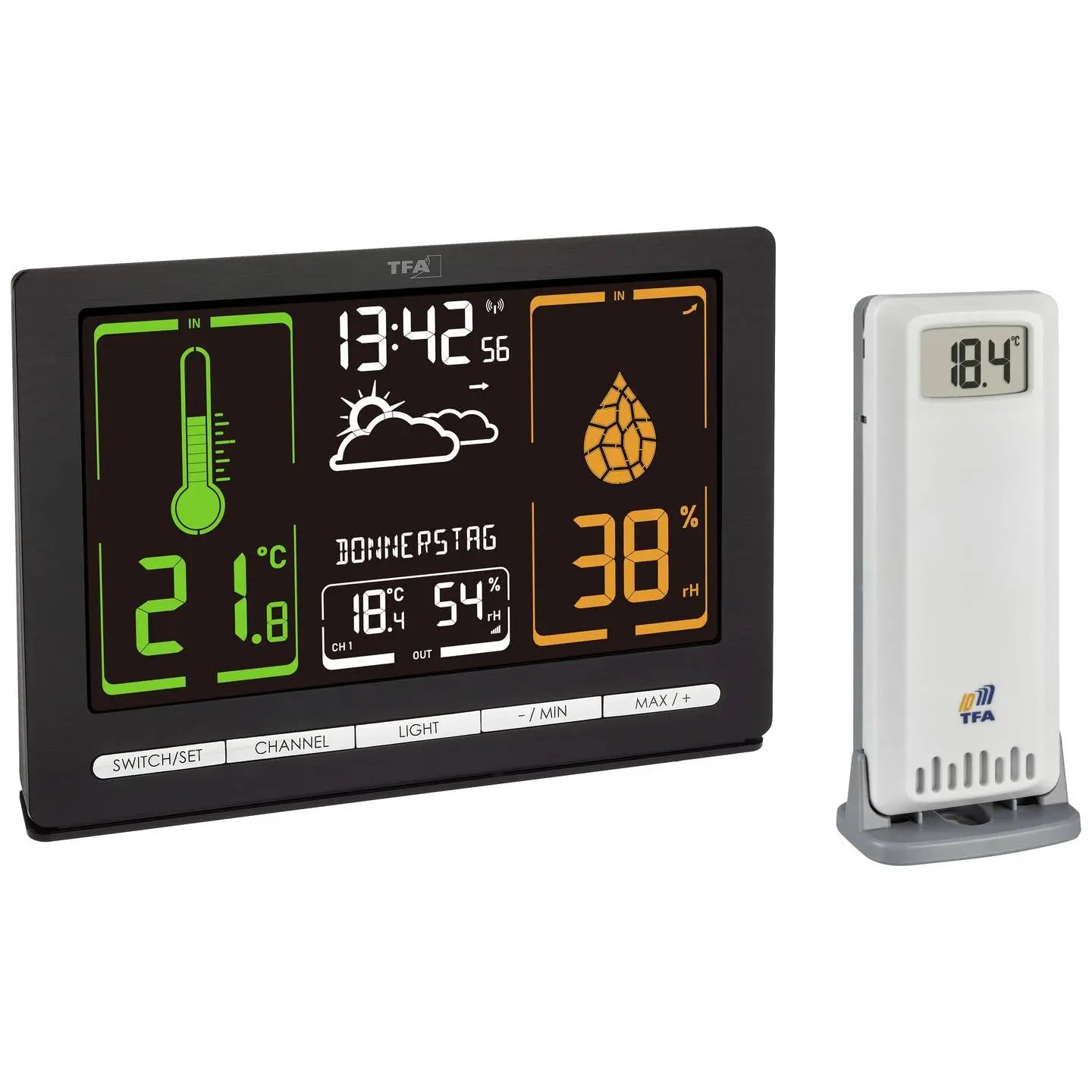 B-Ware Tfa Dostmann Funk Wetterstation Wetteranzeige Meteochrome Funkuhr Schwarz  - 4009816040022