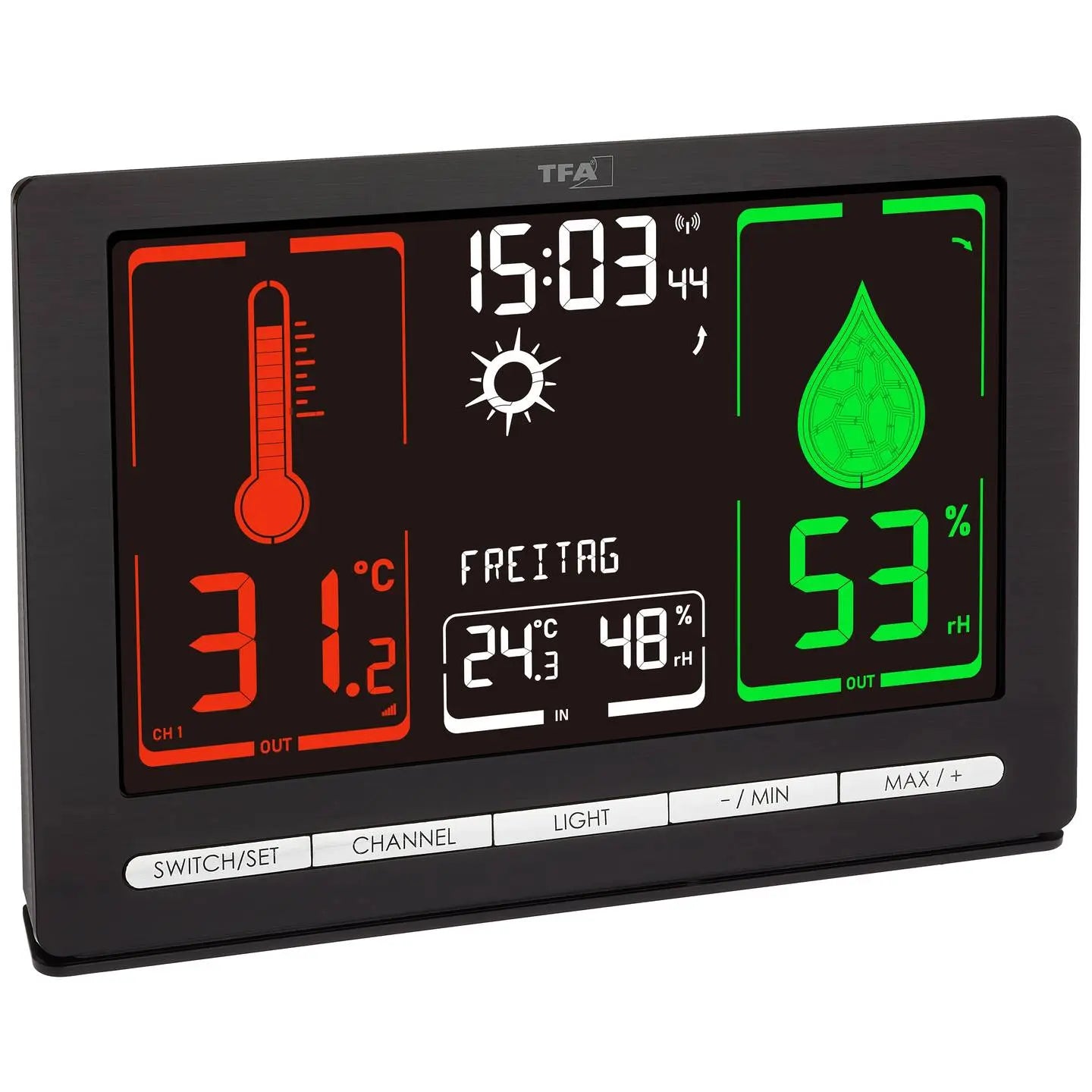 B-Ware Tfa Dostmann Funk Wetterstation Wetteranzeige Meteochrome Funkuhr Schwarz