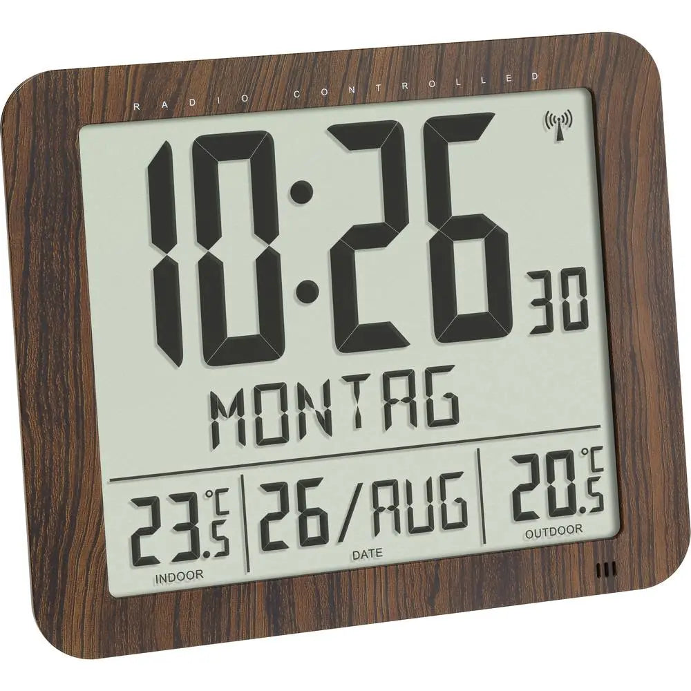 B-Ware Tfa Dostmann 60.4518.08 Funkuhr Wanduhr Uhr Digital 248x25x206mm Holzoptik Holz - 4009816036520