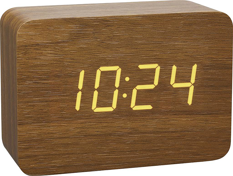 B-Ware Tfa 60.2549.08 Funk Wecker Holz Uhr Alarmwecker Hell Braun Alarmzeiten 1