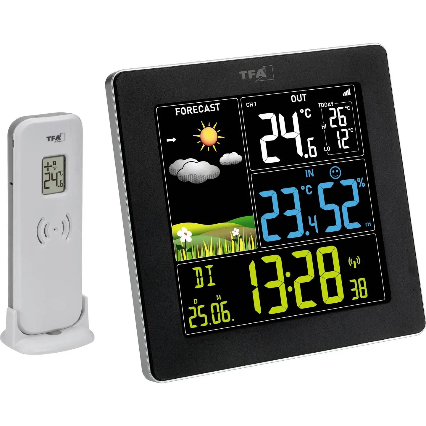 B-Ware Tfa Dostmann Wetterstation Funk Wetter Center Schwarz Farbdisplay Raumklima Uhr - 4009816042187