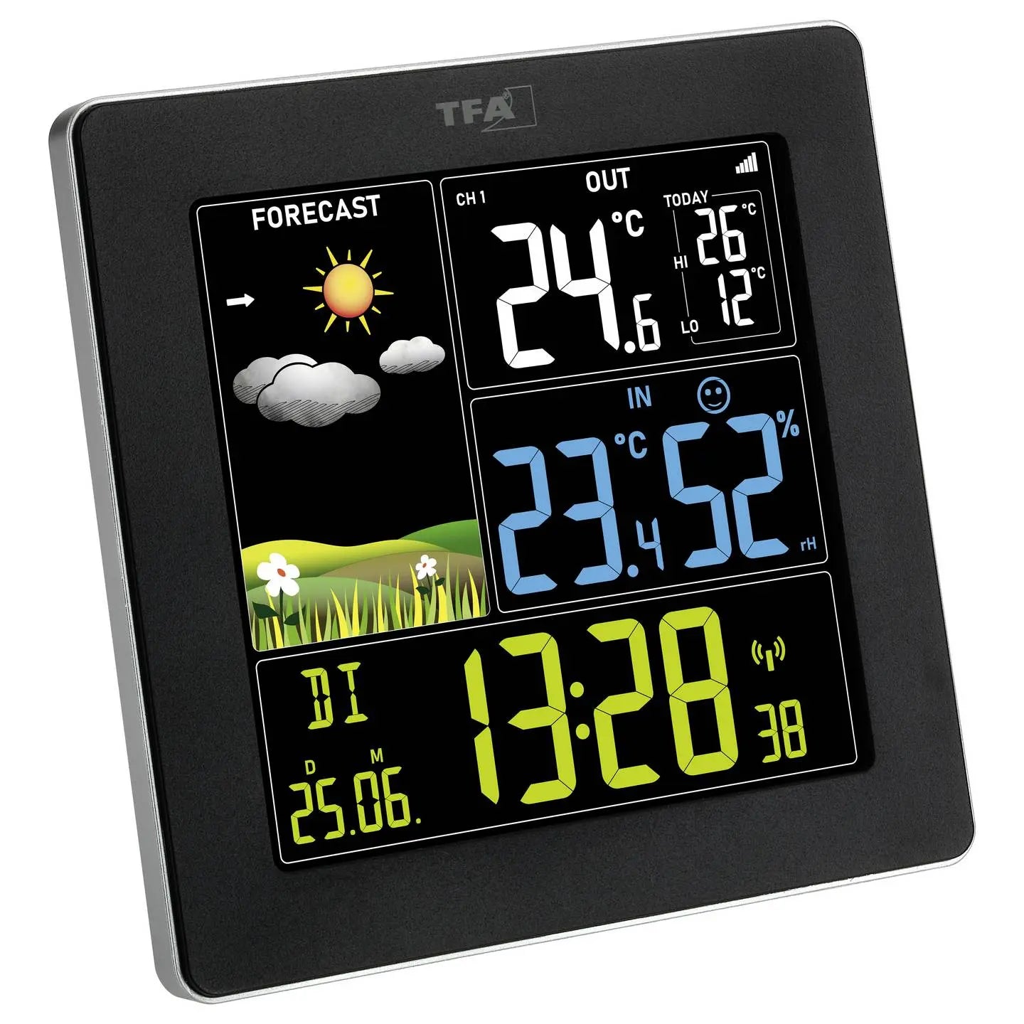 B-Ware Tfa Dostmann Wetterstation Funk Wetter Center Schwarz Farbdisplay Raumklima Uhr - 4009816042187