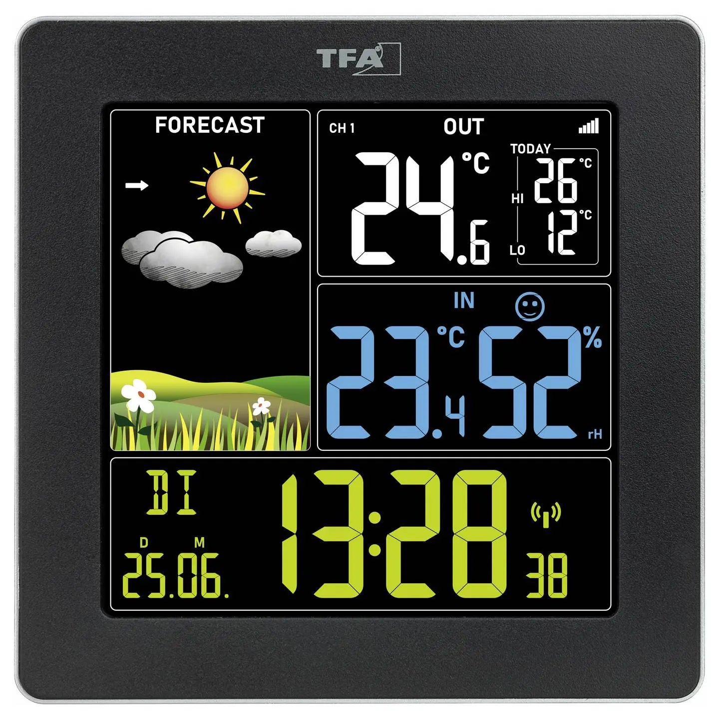 B-Ware Tfa Dostmann Wetterstation Funk Wetter Center Schwarz Farbdisplay Raumklima Uhr - 4009816042187