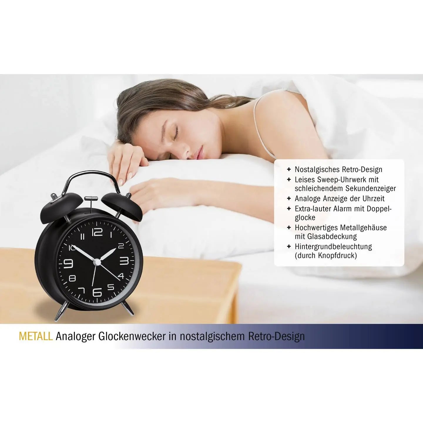 B-Ware Tfa Dostmann 60.1025 Mechanisch Wecker Alarm Uhr Analog Geräuscharm Schwarz - 4009816029751
