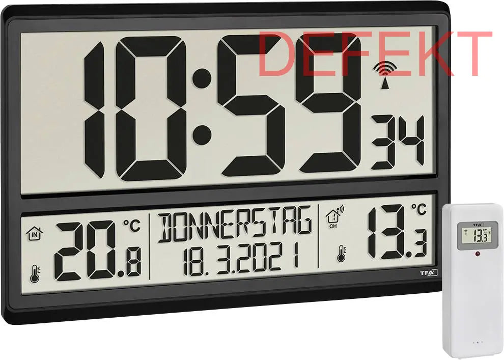 D-Ware Tfa Dostmann 60.4521.01 Funk Wanduhr Wetterstation Schwarz Großes Display Uhr - 4009816036896