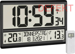 D-Ware Tfa Dostmann 60.4521.01 Funk Wanduhr Wetterstation Schwarz Großes Display Uhr