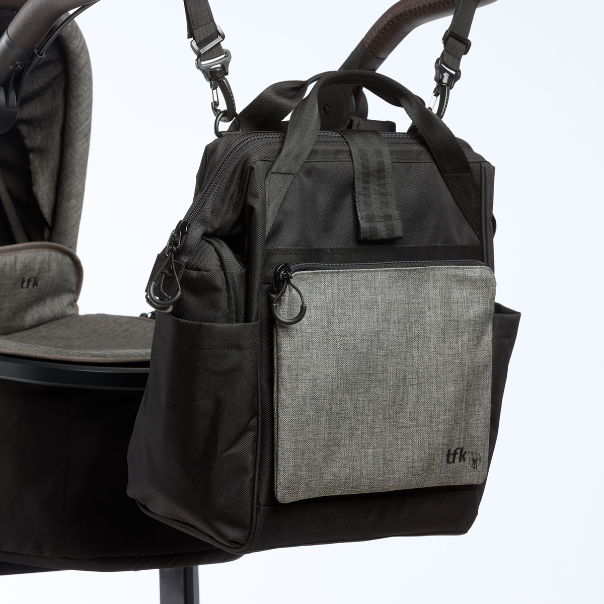 TFK Wickeltasche Tasche Babybedarf Grau Flaschenhalter Rucksack Kinderwagen - 4066239113283