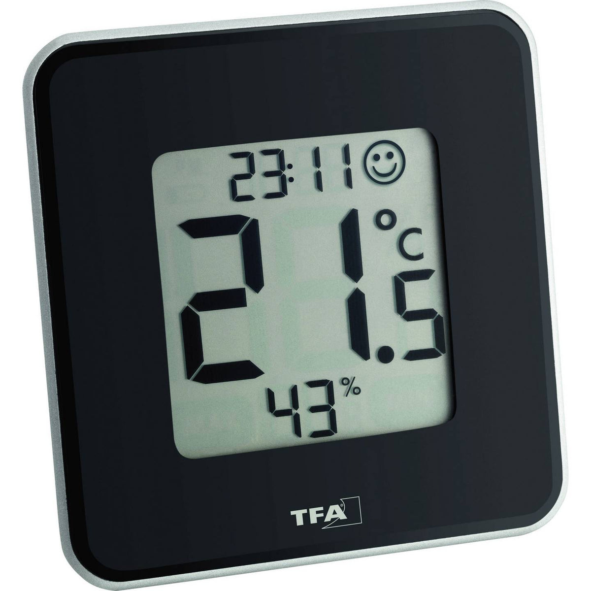 TFA Style Thermo-/Hygrometer Innentemperatur Luftfeuchtigkeit Uhrzeit Schwarz - 4009816019790