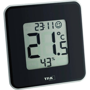 B-Ware Tfa Style Thermo /Hygrometer Innentemperatur Luftfeuchtigkeit Uhrzeit Schwarz