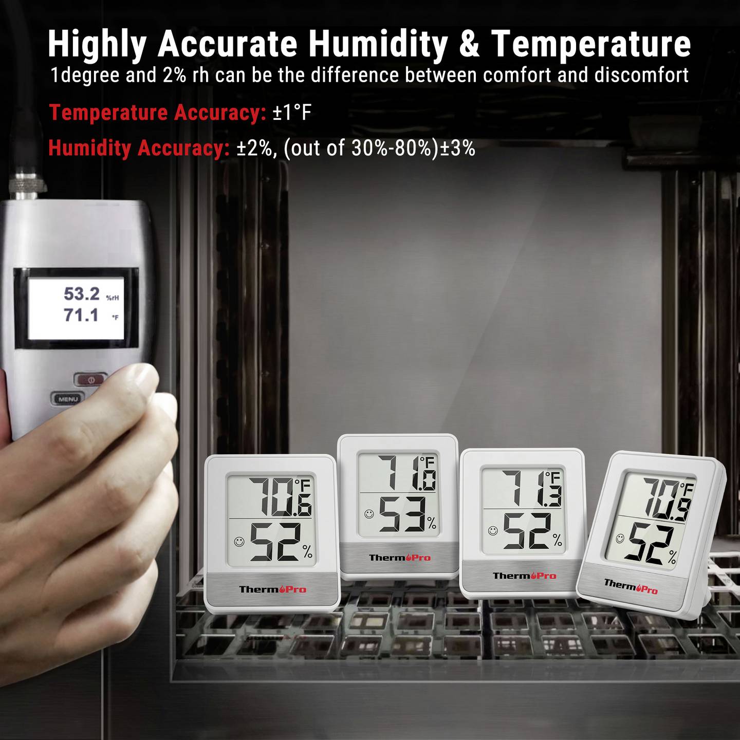 ThermPro Thermo-/Hygrometer Digitales Thermometer Hygrometer Weiß LCD Display - 4064161486536
