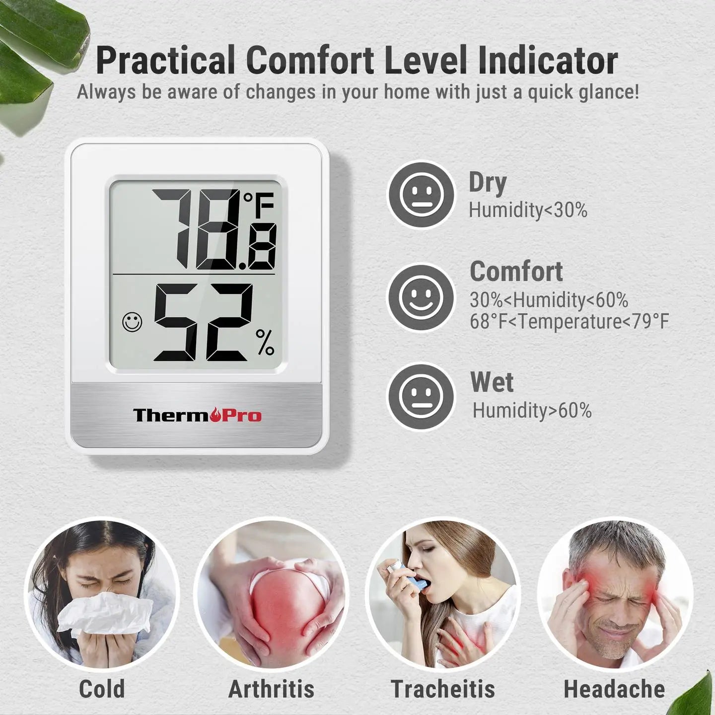 B-Ware Therm Pro Thermo /Hygrometer Digitales Thermometer Hygrometer Weiß Lcd Display