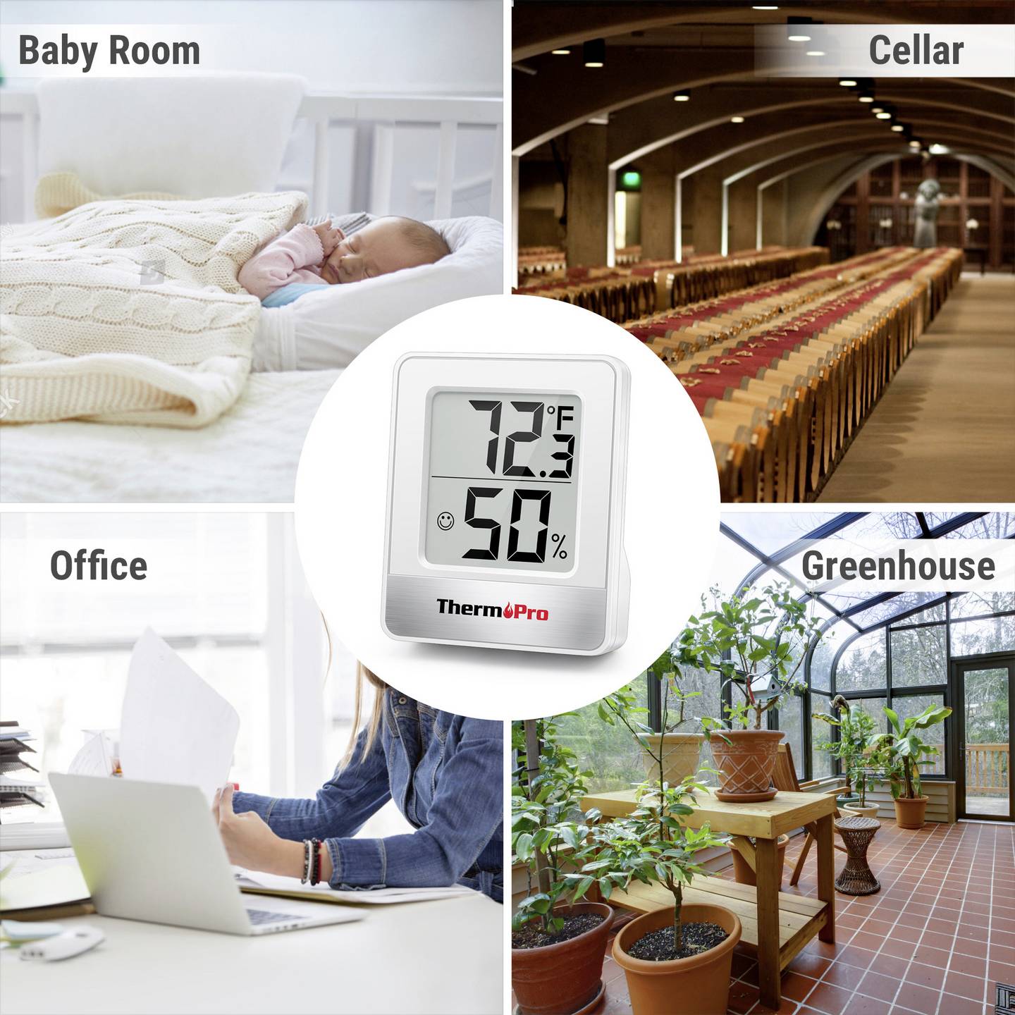 ThermPro Thermo-/Hygrometer Digitales Thermometer Hygrometer Weiß LCD Display - 4064161486536