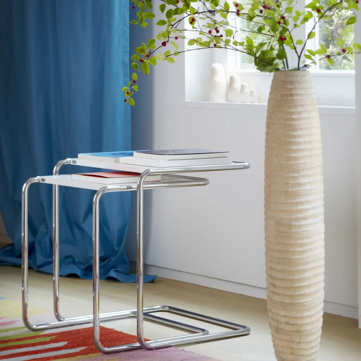 B-Ware Thonet Satztisch Set Beistelltisch Tisch B 97 Chrom Reinweiß Ral 9010 Set - 4250298791852