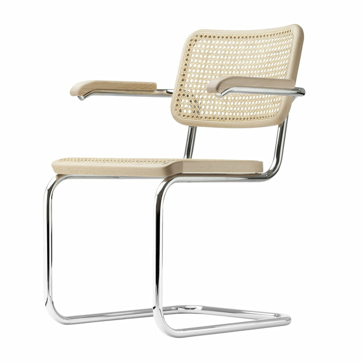 Thonet S 64 V Armlehnstuhl Chrom Buche Natur Rohrgeflecht Siehe Text/Foto B-Ware