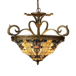 B-Ware Clayre&Eef Hängeleuchte Pendelleuchte Tiffanystil Anthia 2 Creme Gelb E27 3x60 W