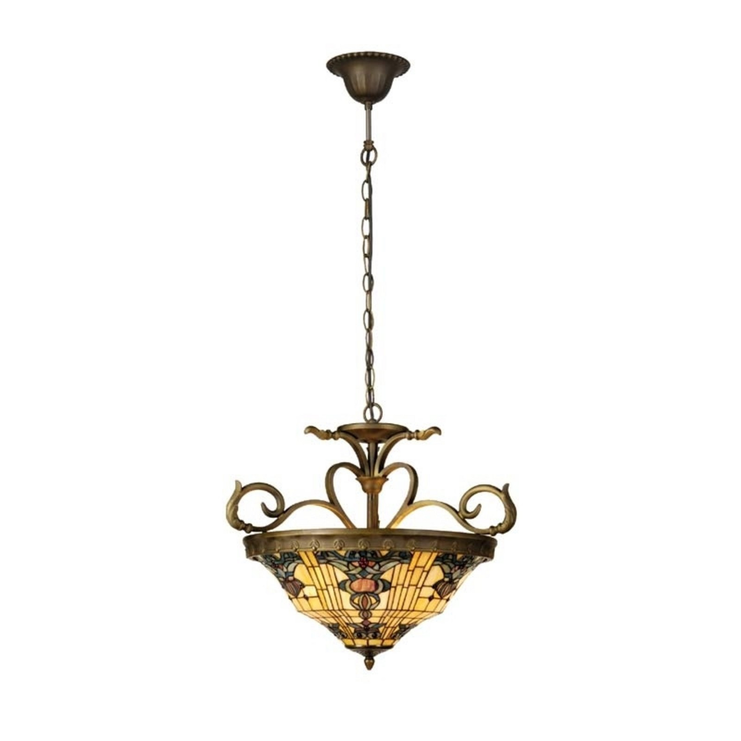 B-Ware Clayre&Eef Hängeleuchte Pendelleuchte Tiffanystil Anthia 2 Creme Gelb E27 3x60 W - 8717459240056