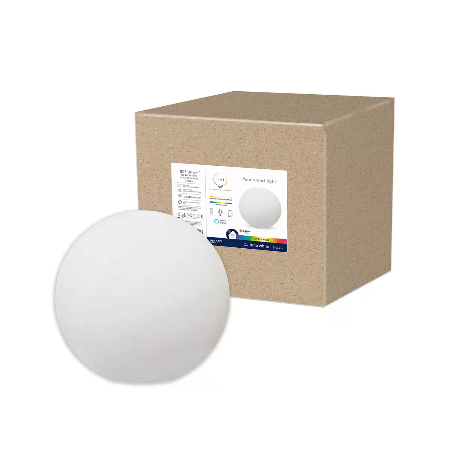 Tint Calluna Led Kugel Dekolampe Dekoleuchte Leuchte Lampe Licht Led Weiß 40 Cm B-Ware - 4018412684028