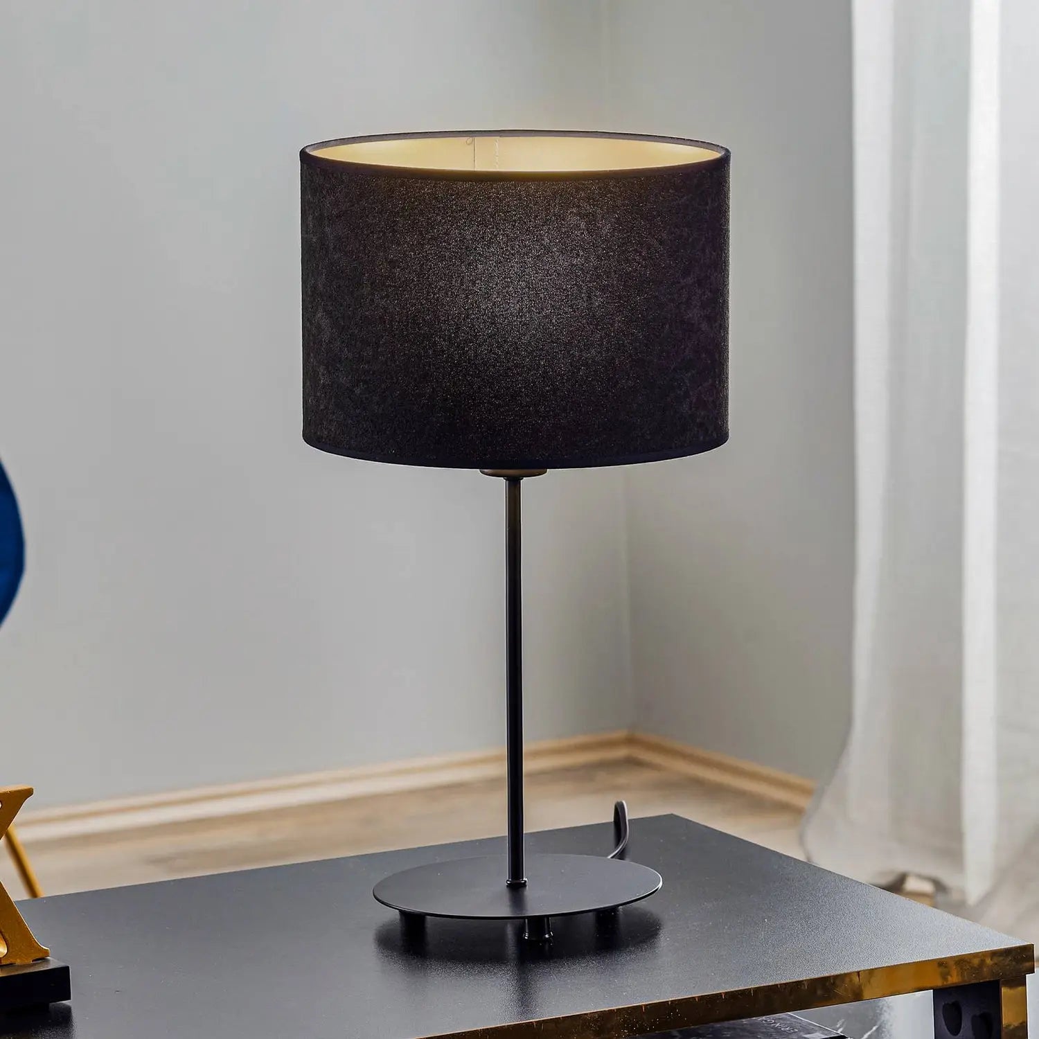 Duolla Tischlampe Leuchte Golden Roller Lampe Höhe 50cm Schwarz Gold B-Ware - 5903689183628