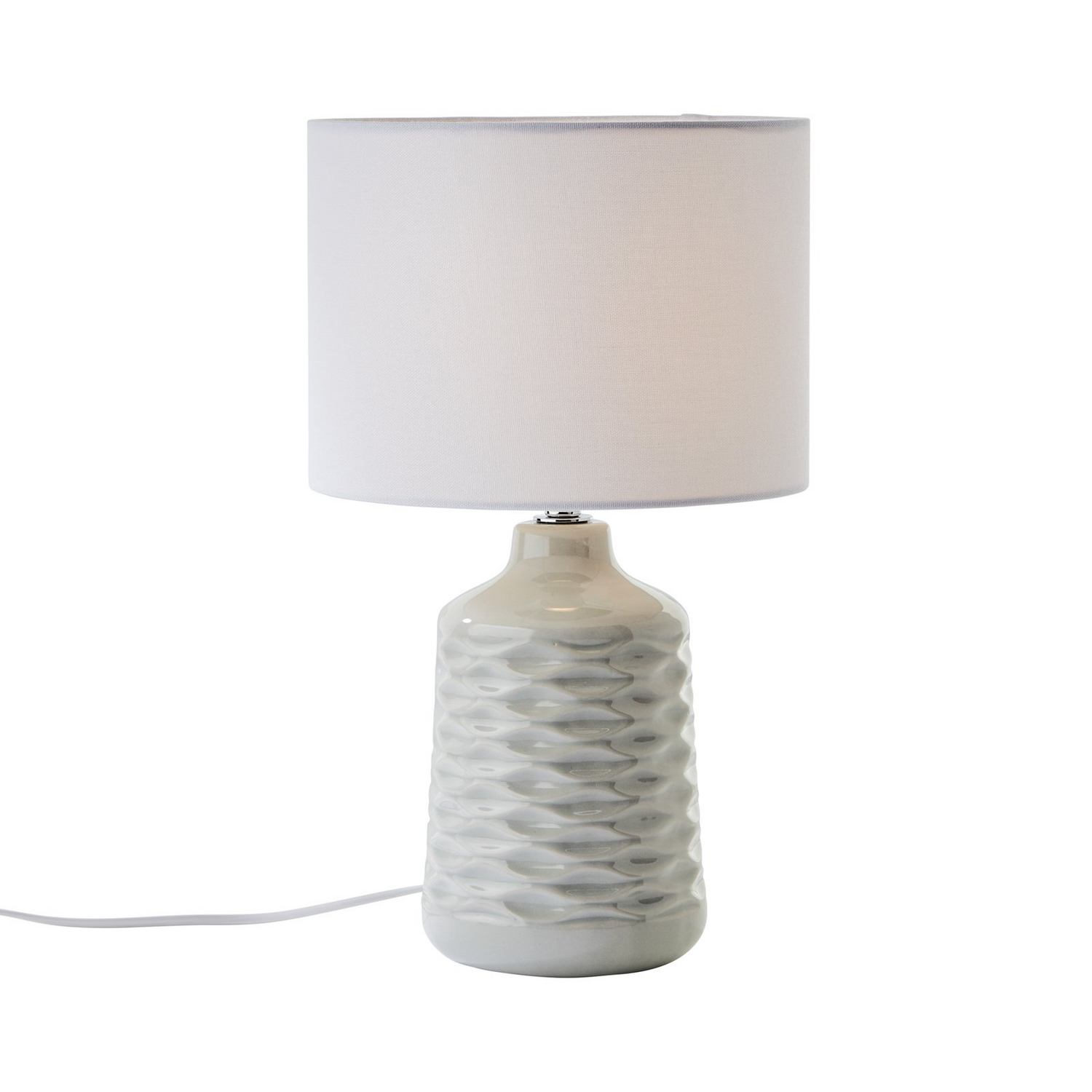 Ilysa Tischlampe Leuchte Lampe Stoffschirm Weiß Keramikfuß Grau Wohnraum B-Ware - 4004353412400