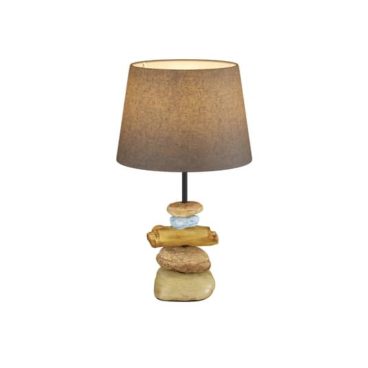 Euluna Tischlampe Vera Stoffschirm und Stein-Dekor 38 cm Tischlampe Deko-Lampe - 8030626533134