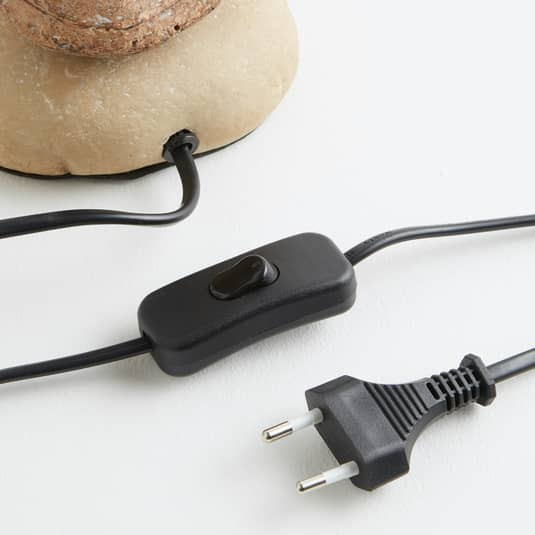 B-Ware Euluna Tischlampe Vera Stoffschirm Und Stein Dekor 38 Cm Tischlampe Deko La61