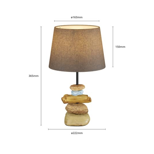 Euluna Tischlampe Vera Stoffschirm Und Stein Dekor 38 Cm Tischlampe Deko Lampe B-Ware - 8030626533134
