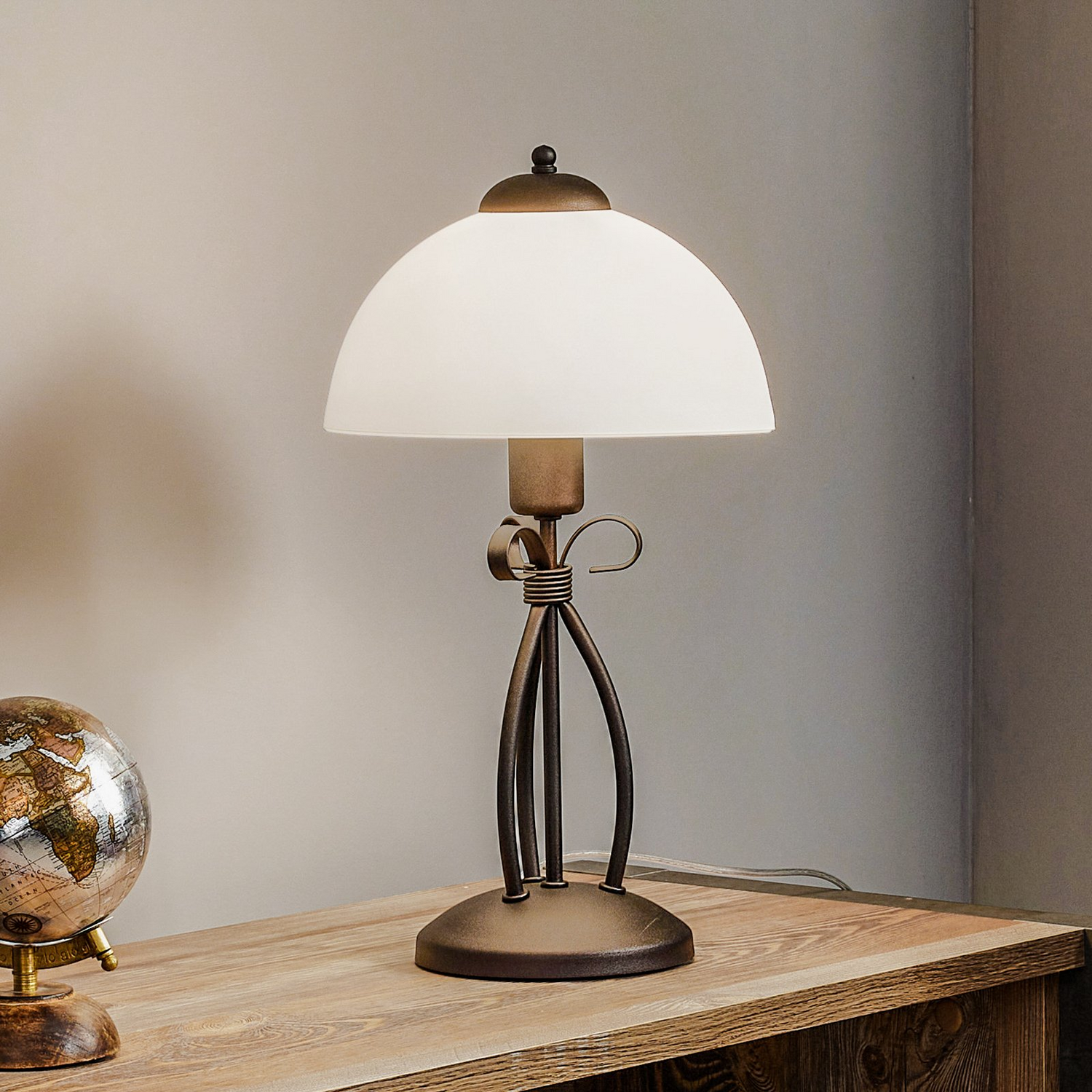 B-Ware Euluna Tischleuchte Adoro Schreibtischlampe Bürotischlicht Mit Glasschirm Braun - 5907687421256
