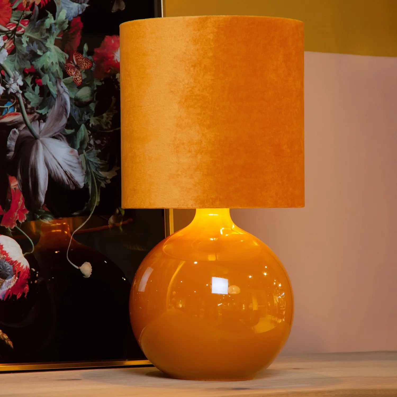 B-Ware Lucide Tischleuchte Lampe Gelb Glas Ocker ø 24 Cm Höhe 47 Cm E14 40 W Tischlampe