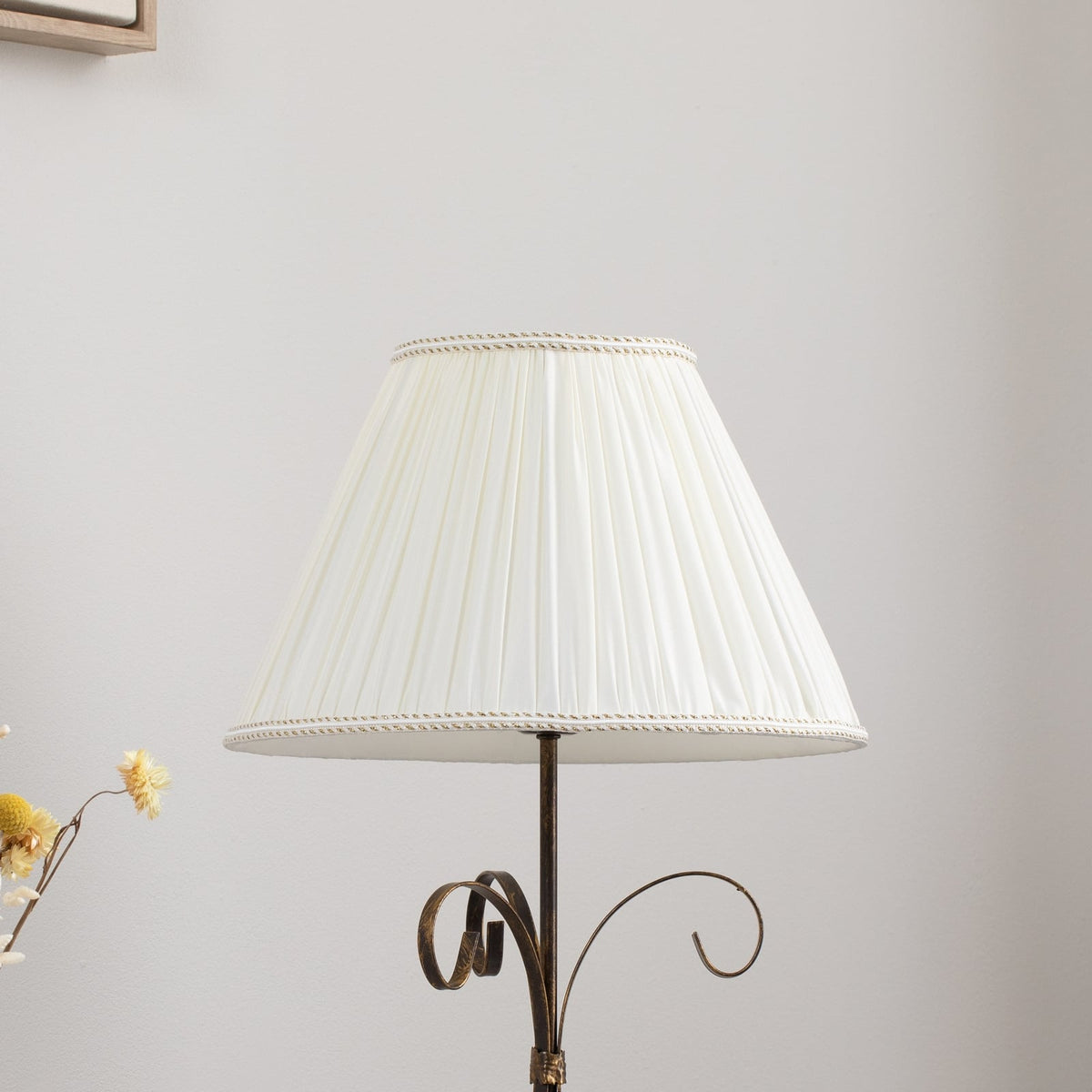 Tischleuchte Lampe Grande Odino Textil Bronze Creme Schalter Metall E27 LED 57cm - 8030626546028