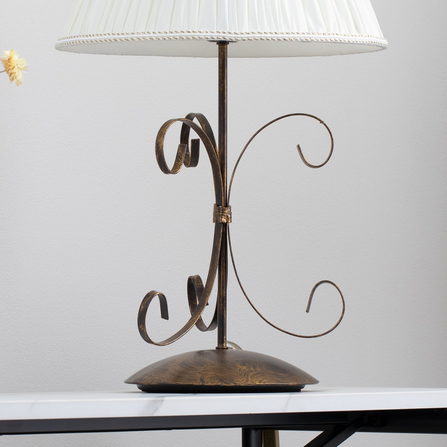 B-Ware Tischleuchte Lampe Grande Odino Textil Bronze Creme Schalter Metall E27 Led 57cm - 8030626546028
