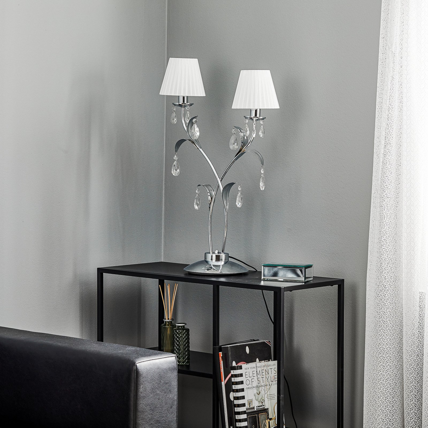 B-Ware Tischleuchte Jacqueline Lampe Beleuchtung Weiß Zweiflammig Tischlampe - 8030626530720