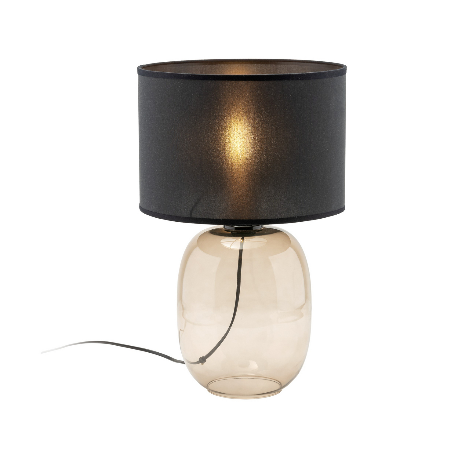 Tischleuchte Lampe Melody Glas Braun Textil Schwarz Höhe 48 Cm E27 Led Lampe B-Ware