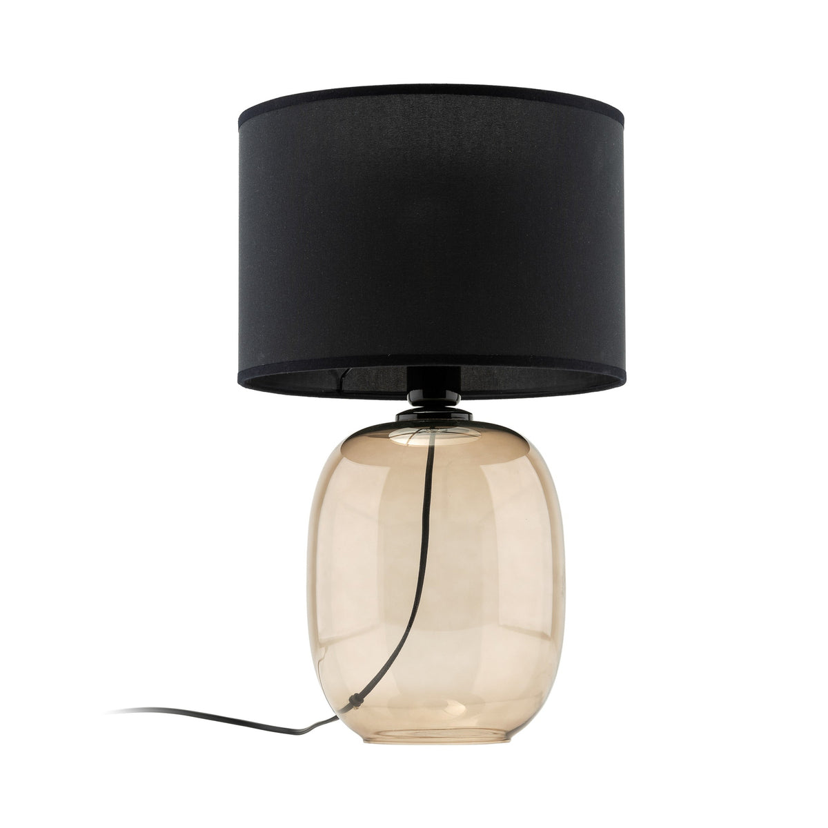 Tischleuchte Lampe Melody Glas braun Textil schwarz Höhe 48 cm E27 LED Lampe - 5901780559885