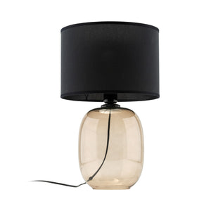 B-Ware Tischleuchte Lampe Melody Glas braun Textil schwarz Höhe 48 cm E27 LED Lampe