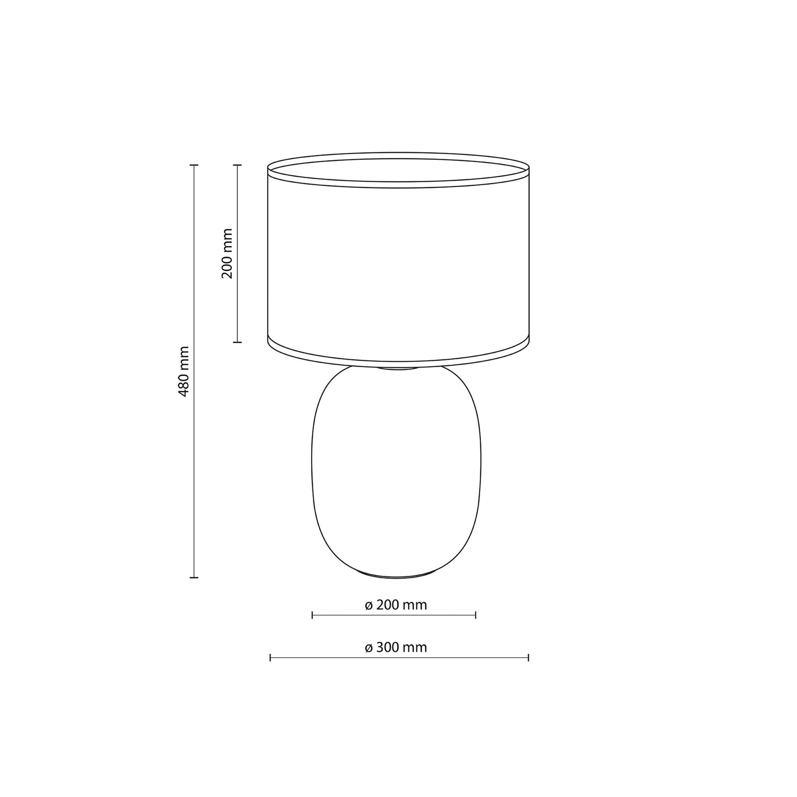 Tischleuchte Lampe Melody Glas braun Textil schwarz Höhe 48 cm E27 LED Lampe - 5901780559885