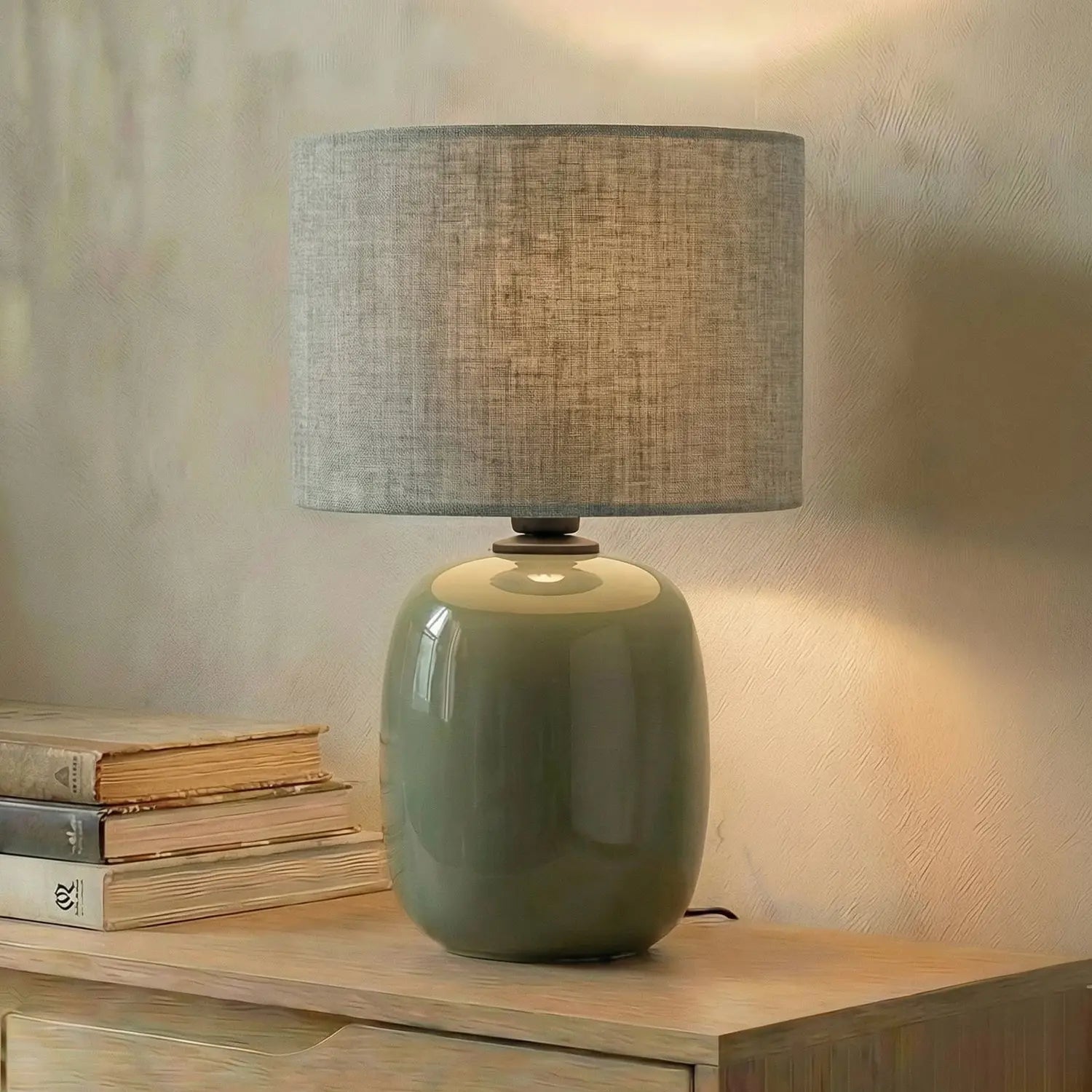 B-Ware Tischleuchte Lampe Melody Textil Olivgrün Grün Wohnzimmer Esszimmer Schlafzimmer - 5906135161836