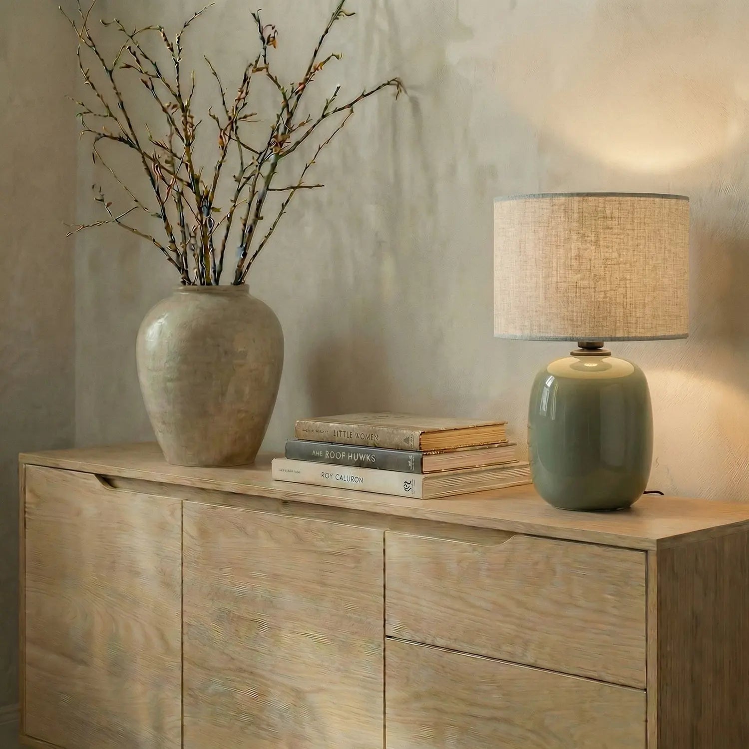 B-Ware Tischleuchte Lampe Melody Textil Olivgrün Grün Wohnzimmer Esszimmer Schlafzimmer - 5906135161836