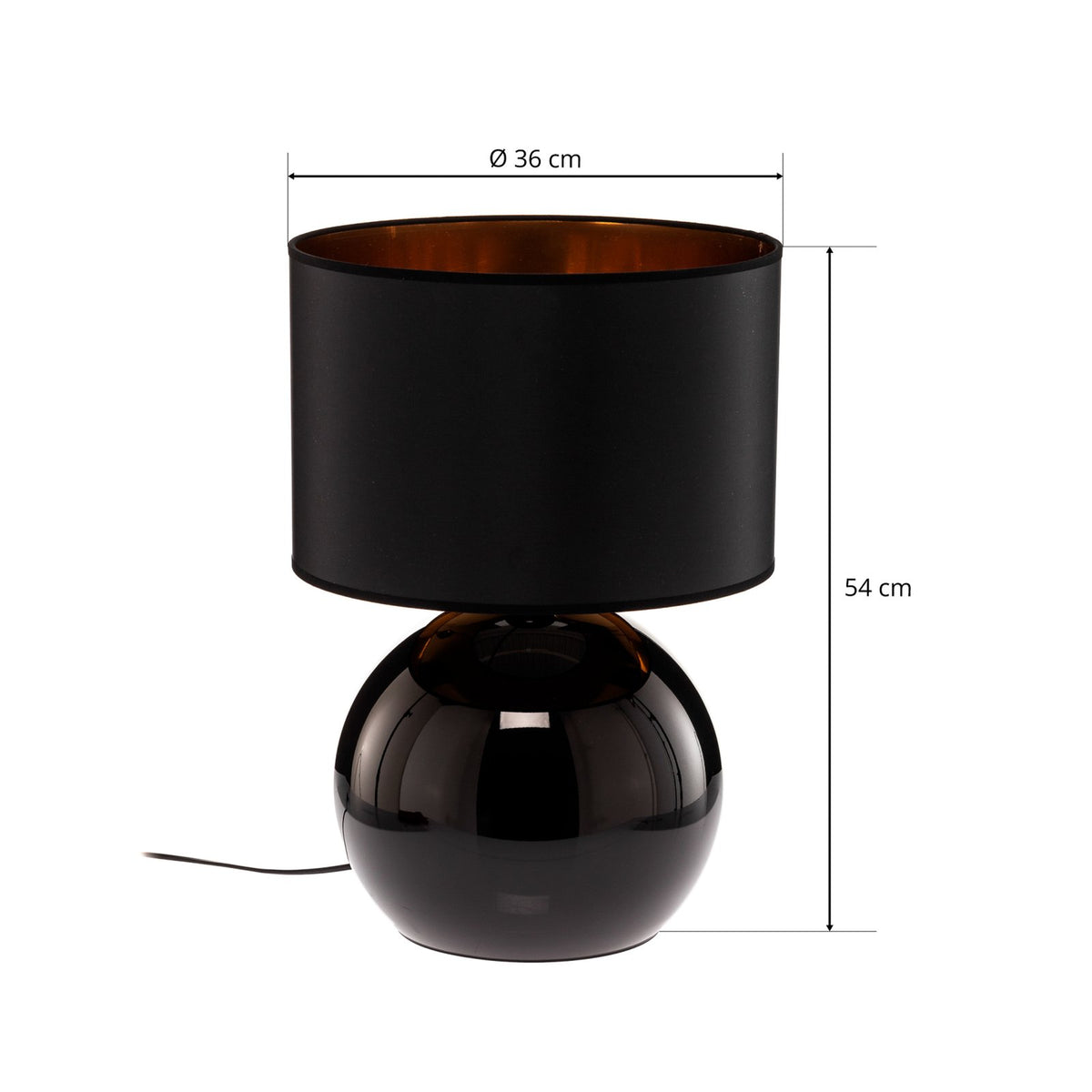 TK Lighting Tischleuchte Palla Ø 36 cm schwarz/gold Lampe Leuchte Leselampe E27 - 5901780550813