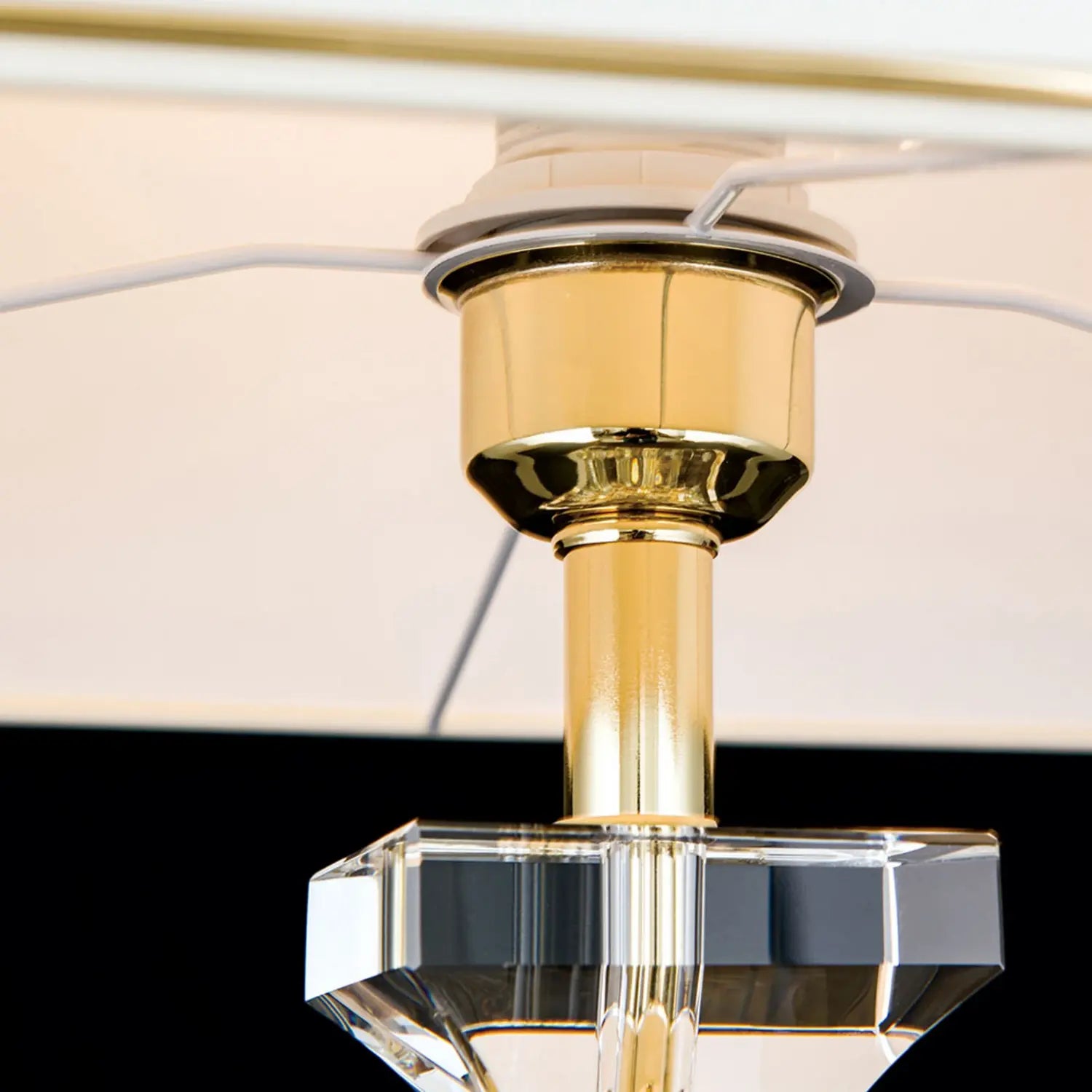 Tischleuchte Pokal Kristall Lampe Gold Creme Tischlampe Kristallleuchte Leuchte  B-Ware - 9003090270545