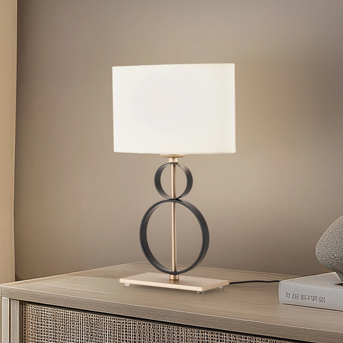Tischleuchte Lampe Priam schwarz gold Stahl Schalter 42 cm E27 LED Leuchte Lampe - 5902553238457