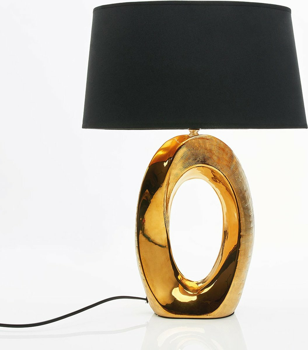 B-Ware Lindby Tischlampe Quina Mit Textilschirm Gold Schwarz Tischlampe Lampe Leuchte - 4251096553529
