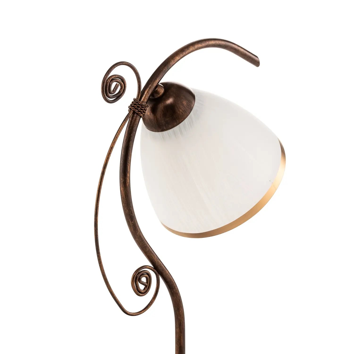 B-Ware Lamkur Tischleuchte Tischlampe Roma Metall Glas Weiß Braun Schalter E27 Led 39cm - 5907687412612