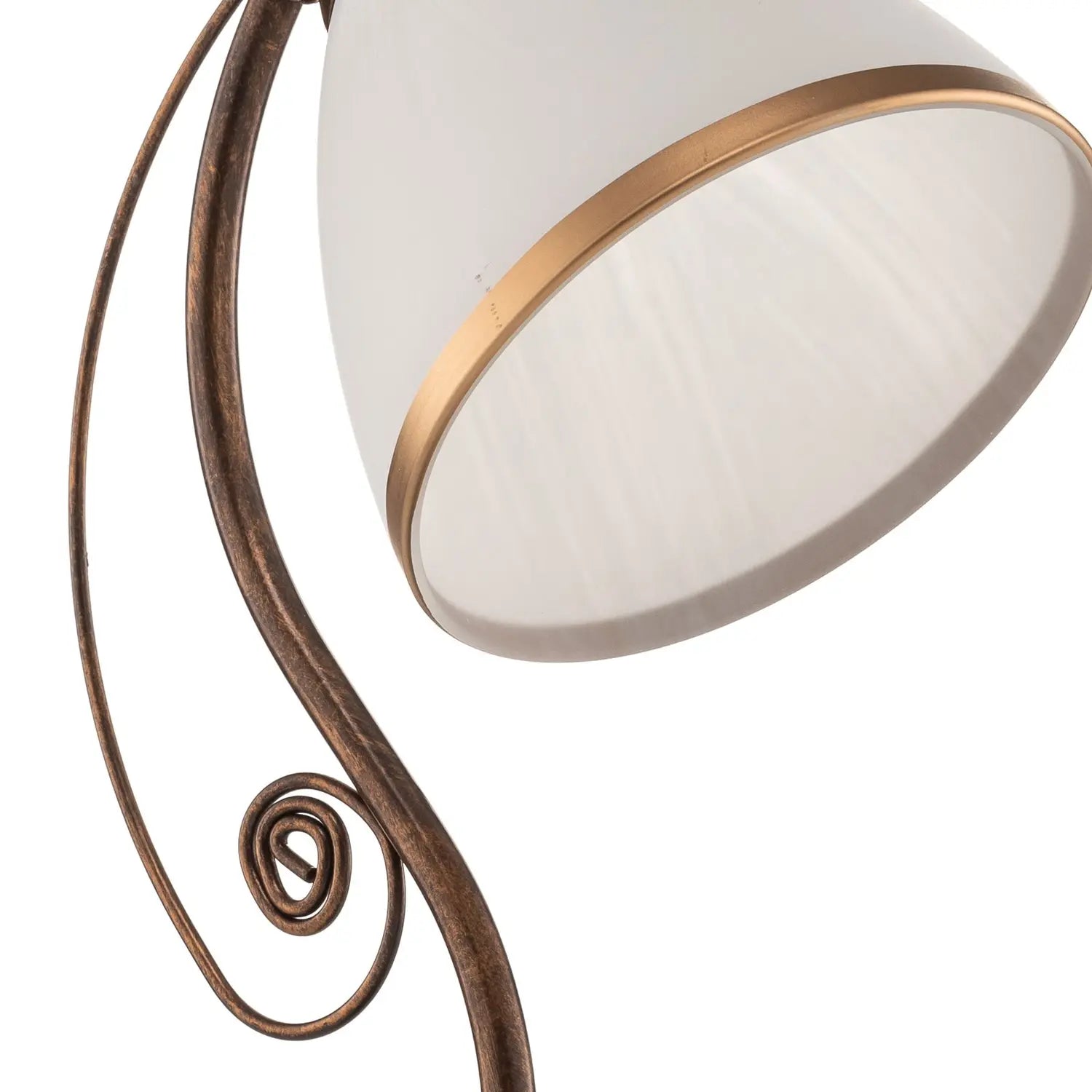 B-Ware Lamkur Tischleuchte Tischlampe Roma Metall Glas Weiß Braun Schalter E27 Led 39cm - 5907687412612