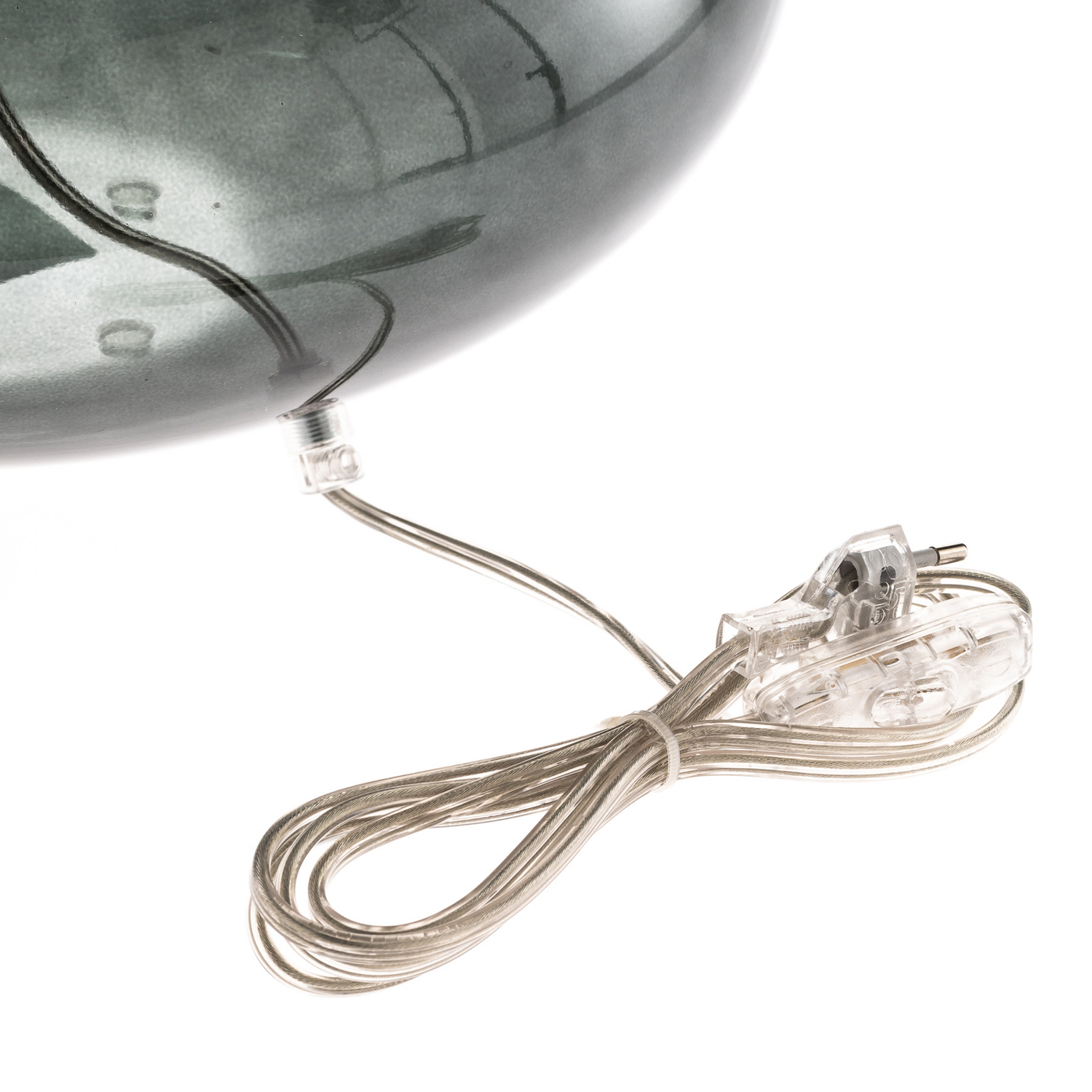 B-Ware Argon Tischleuchte Skien Nachttischlampe Leselampe E27 Weiß Glasfuß Rauchgrau - 5902553220223