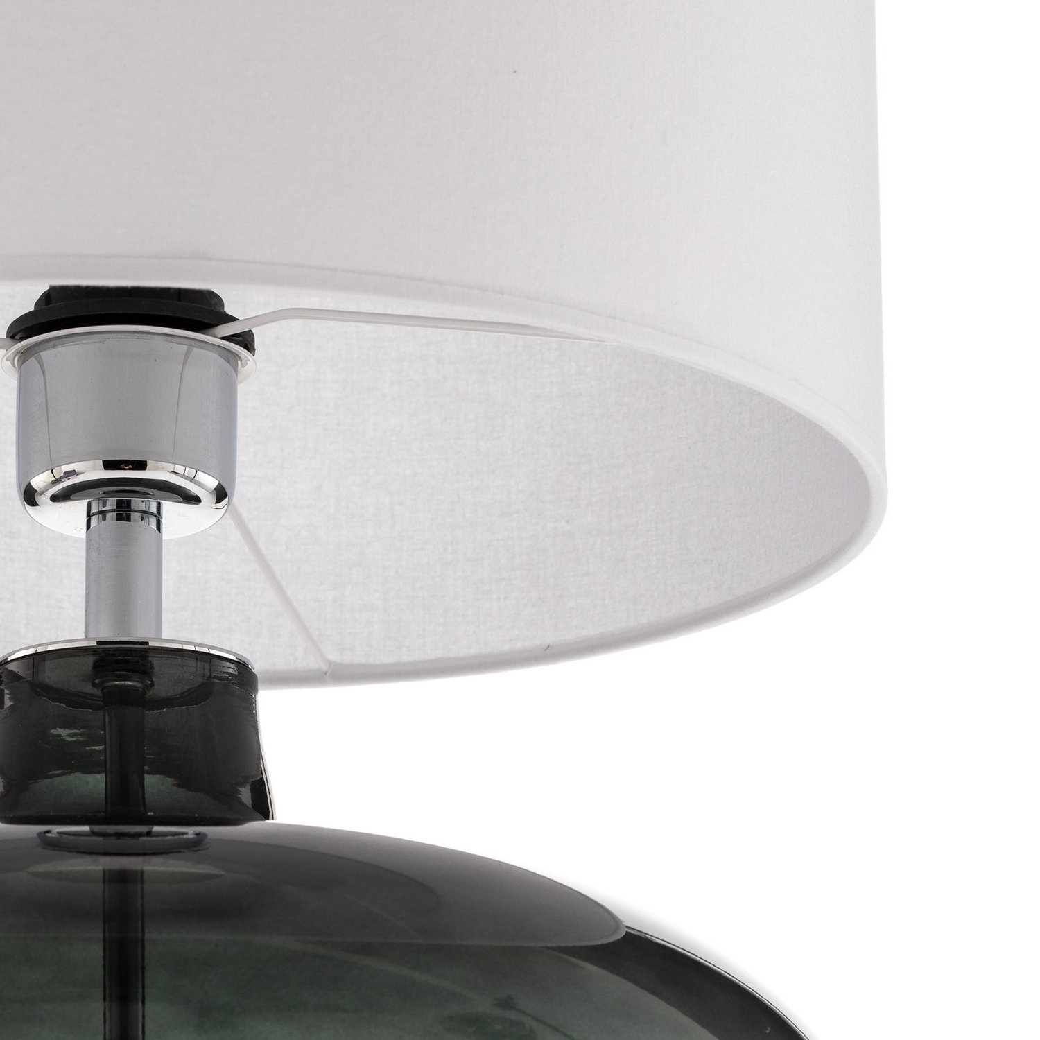 B-Ware Argon Tischleuchte Skien Nachttischlampe Leselampe E27 Weiß Glasfuß Rauchgrau - 5902553220223