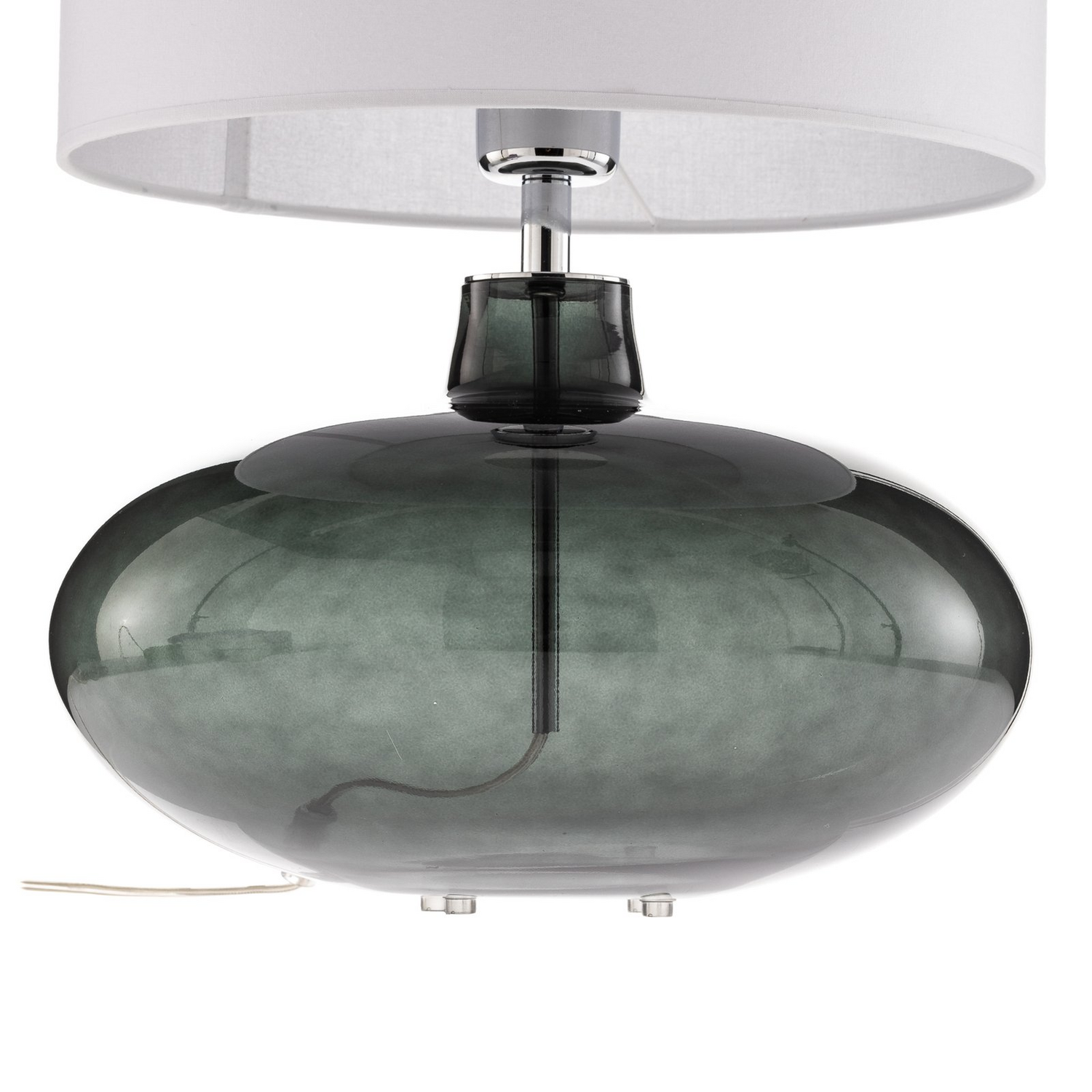 B-Ware Argon Tischleuchte Skien Nachttischlampe Leselampe E27 Weiß Glasfuß Rauchgrau - 5902553220223