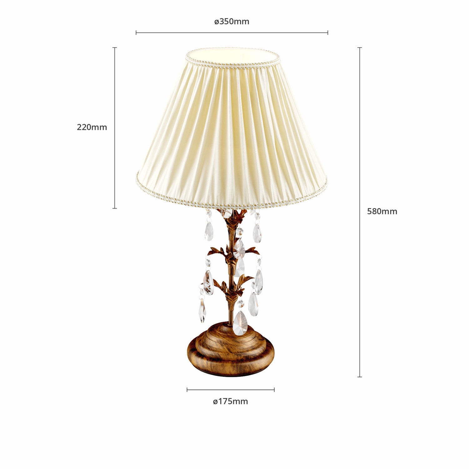 B-Ware Euluna Tischleuchte Teresa M. Kristallen Und Textilschirm Deko Schreibtischlampe - 8030626518575