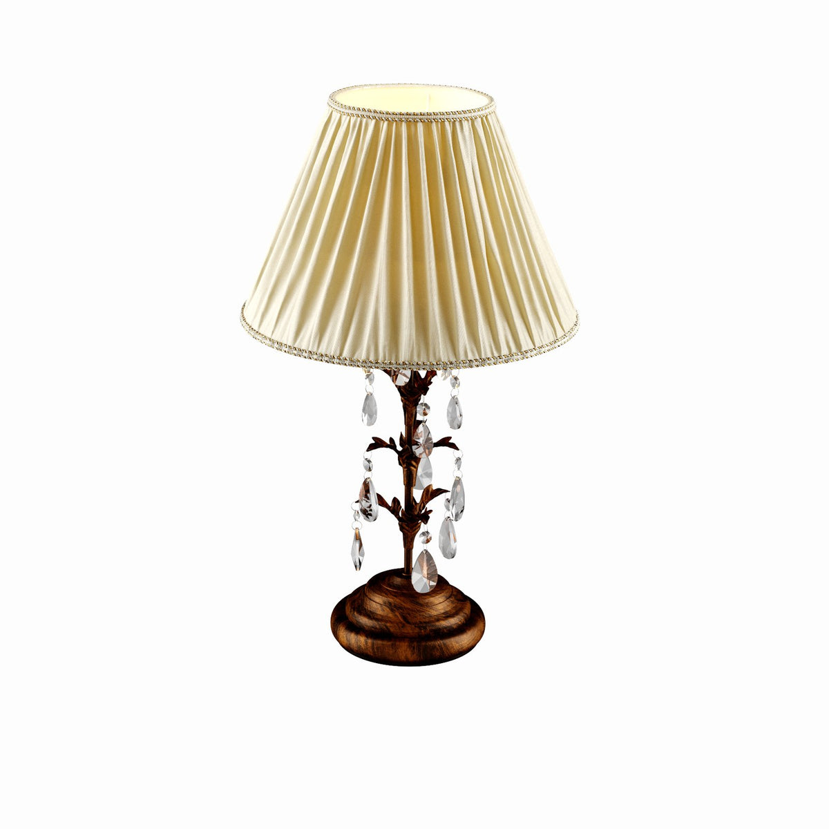 Euluna Tischleuchte Teresa m. Kristallen und Textilschirm Deko-Schreibtischlampe - 8030626518575