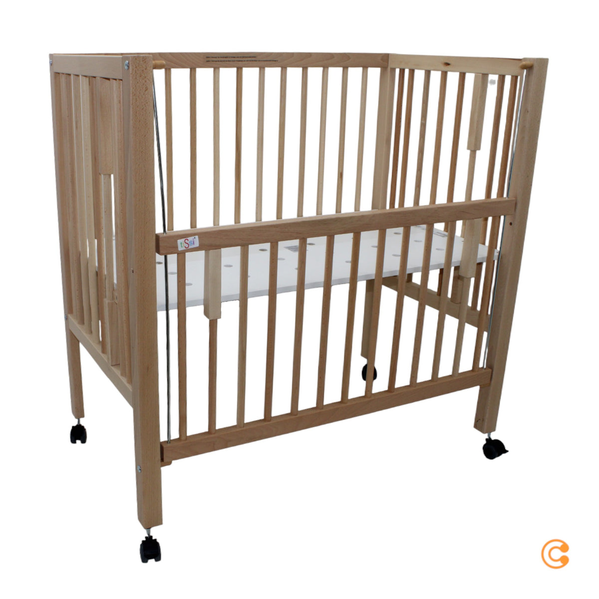 tiSsi Beistellbett Bett Maxi Boxspring Rollen Bett Verschlussgitter natur braun - 2000579234705